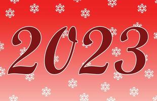 2023 card, snowflakes, red and white gradient, 2023 banner and sign, suitable for web design and front pages and social media, snowing, modern design for greeting card and post card, the year 2023 vector