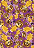 Cute Cartoon Lion - King of the Jungle Pattern on Purple Background vector