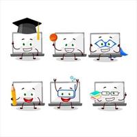 School student of laptop cartoon character with various expressions vector