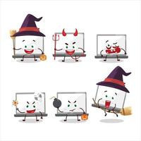 Halloween expression emoticons with cartoon character of laptop vector