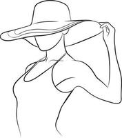 Fashion Woman Line Drawing. vector