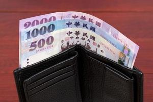 nuevo Taiwán dinero - dólar en el negro billetera foto