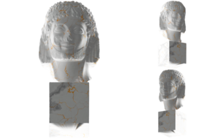 3d rendre de ramper cavalier statue dans blanc marbre et or. parfait pour sites Internet, social médias, et promotions. png