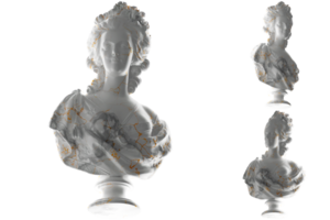 Golden Marie Antoinette statue with white marble base, perfect for interior design png