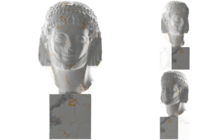 3d hacer de rampante jinete estatua en blanco mármol y oro. Perfecto para sitios web, social medios de comunicación, y promociones png