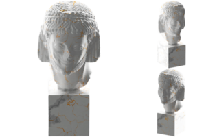 3d render do rampa cavaleiro estátua dentro branco mármore e ouro. perfeito para sites, social meios de comunicação, e promoções. png