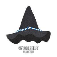 flat hand drawn illustration. Oktoberfest party hat. Traditional German felt hat. vector