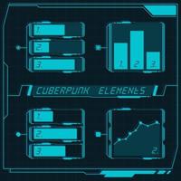 Scifi futuristic control panel collection of HUD elements GUI VR UI design Cyberpunk retro style. vector