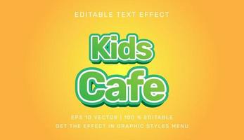 Vector illustration of Kids cafe 3d editable text effect template