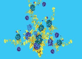 Textile flowers for fabric designs. vector