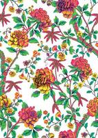 Textile flowers for fabric designs. vector