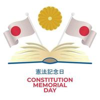 Constitution Memorial Day vector illustration. japan constitution memorial day with book and flag. flat japanese constitution memorial vector design.