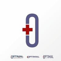 Logo design graphic concept creative abstract premium free vector stock letter O font line out  with plus red cross. Related to monogram healhty care
