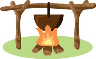 Vector Image Of A Pot Cooking Over Open Fire