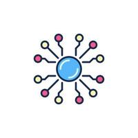 Round Neural Network Chip vector Digital Technology concept colored icon