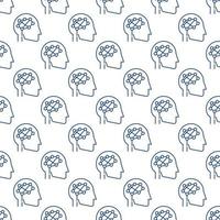 Head with Digital Brain vector line seamless pattern