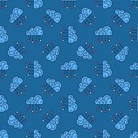Neural Network Cloud Technology vector colored seamless pattern