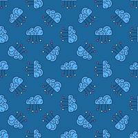 Neural Network Cloud Technology vector colored seamless pattern