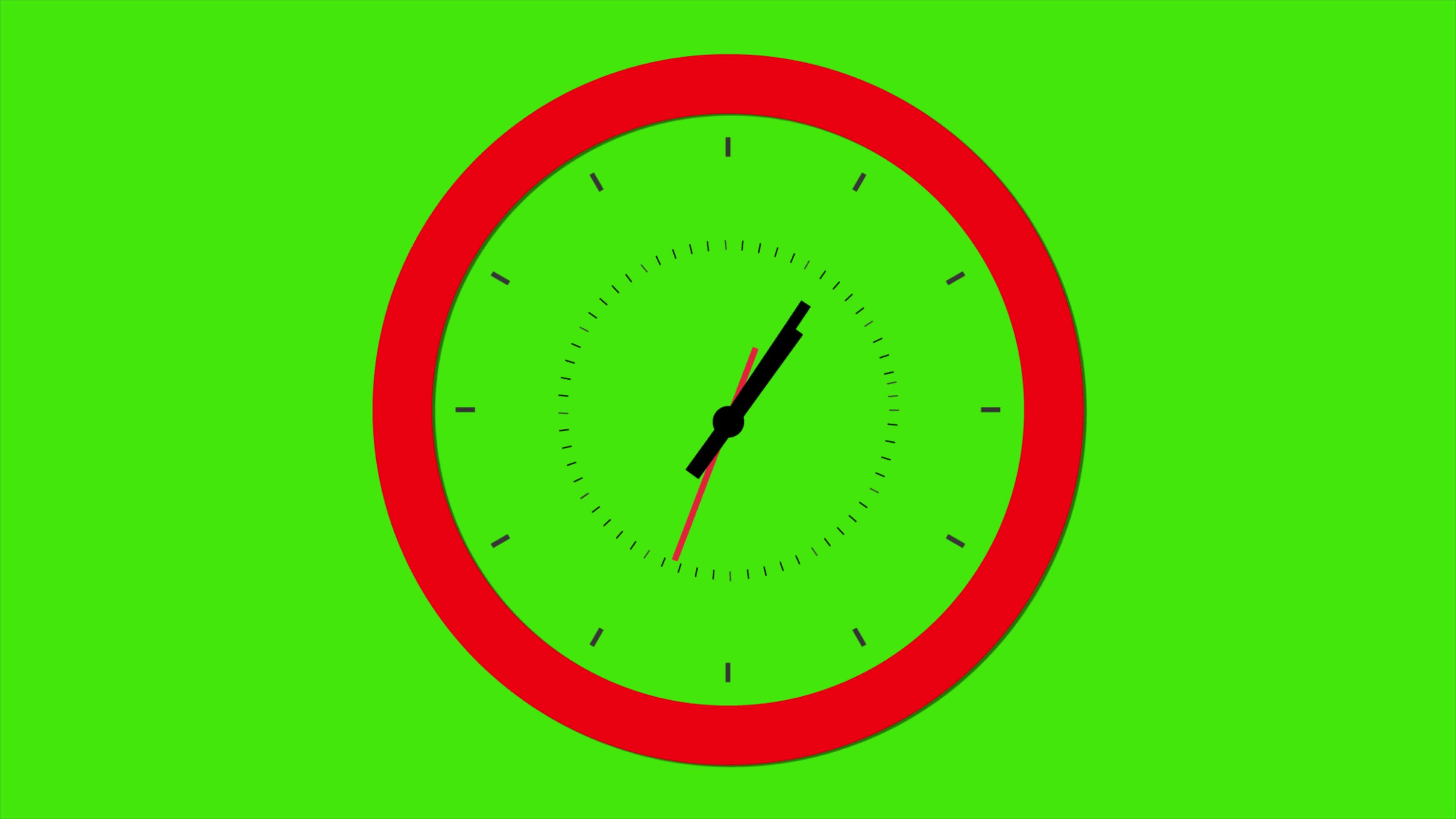 Clock Animation On Black Background. Wall Clock Loop Animation