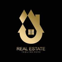 Buildings gold real estate logo vector