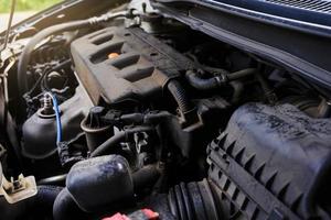 car engine room show all parts in the front of car beneath bonnet background photo