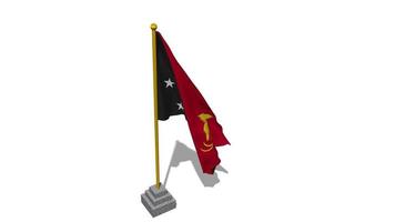 Papuasia nuevo Guinea bandera comienzo volador en el viento con polo base, 3d representación, luma mate selección video