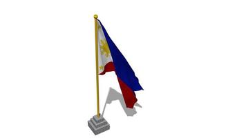 filippinerna flagga Start flygande i de vind med Pol bas, 3d tolkning, luma matt urval video