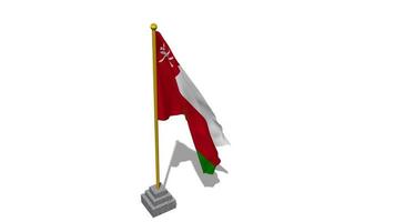 Oman Flag Start Flying in The Wind with Pole Base, 3D Rendering, Luma Matte Selection video