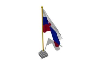 Slovakia Flag Start Flying in The Wind with Pole Base, 3D Rendering, Luma Matte Selection video
