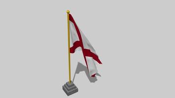 State of Alabama Flag Start Flying in The Wind with Pole Base, 3D Rendering, Luma Matte Selection video