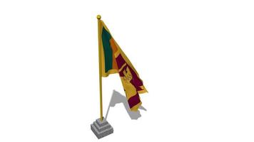 Sri Lanka Flag Start Flying in The Wind with Pole Base, 3D Rendering, Luma Matte Selection video