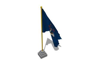 USA State of North Dakota Flag Start Flying in The Wind with Pole Base, 3D Rendering, Luma Matte Selection video