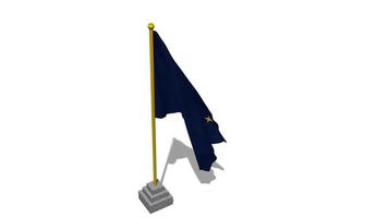 USA State of Alaska Flag Start Flying in The Wind with Pole Base, 3D Rendering, Luma Matte Selection video