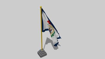 USA State of West Virginia Flag Start Flying in The Wind with Pole Base, 3D Rendering, Luma Matte Selection video