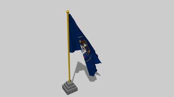 USA State of Utah Flag Start Flying in The Wind with Pole Base, 3D Rendering, Luma Matte Selection video