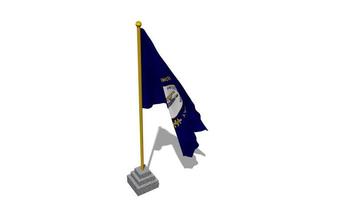 USA State of Kentucky Flag Start Flying in The Wind with Pole Base, 3D Rendering, Luma Matte Selection video