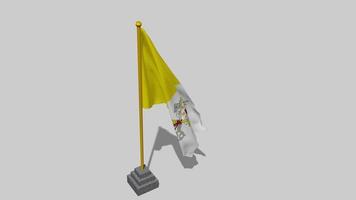 Vatican City Flag Start Flying in The Wind with Pole Base, 3D Rendering, Luma Matte Selection video