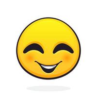 emoticon para expresando emoción de alegría, con sonrisa y estrabismo ojos. contento emoji personaje. icono para expresión de sensación vector