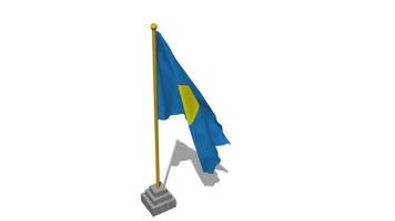 Palau Flag Start Flying in The Wind with Pole Base, 3D Rendering, Luma Matte Selection video