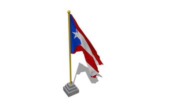 Puerto Rico Flag Start Flying in The Wind with Pole Base, 3D Rendering, Luma Matte Selection video