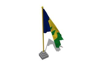 Saint Vincent and the Grenadines Flag Start Flying in The Wind with Pole Base, 3D Rendering, Luma Matte Selection video