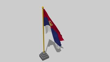 Serbia Flag Start Flying in The Wind with Pole Base, 3D Rendering, Luma Matte Selection video