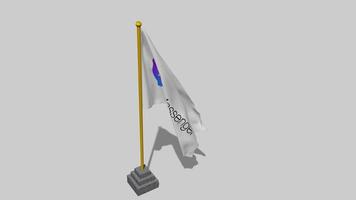 Messenger Flag Start Flying in The Wind with Pole Base, 3D Rendering, Luma Matte Selection video