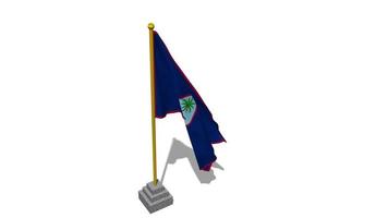 Guam USA Territories Flag Start Flying in The Wind with Pole Base, 3D Rendering, Luma Matte Selection video