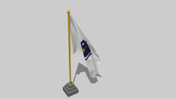 USA State of Massachusetts Flag Start Flying in The Wind with Pole Base, 3D Rendering, Luma Matte Selection video