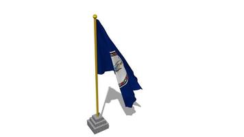 USA State of Virginia Flag Start Flying in The Wind with Pole Base, 3D Rendering, Luma Matte Selection video