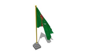 Turkmenistan Flag Start Flying in The Wind with Pole Base, 3D Rendering, Luma Matte Selection video