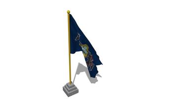 USA State of Pennsylvania Flag Start Flying in The Wind with Pole Base, 3D Rendering, Luma Matte Selection video