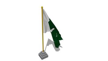 pakistan flagga Start flygande i de vind med Pol bas, 3d tolkning, luma matt urval video