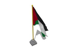 Palestina bandeira começar vôo dentro a vento com pólo base, 3d Renderização, luma fosco seleção video